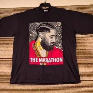 NIPSEY‎ HUSSLE The Marathon Pro Club Heavyweight Black Red 2XL Rap T Shirt RIP